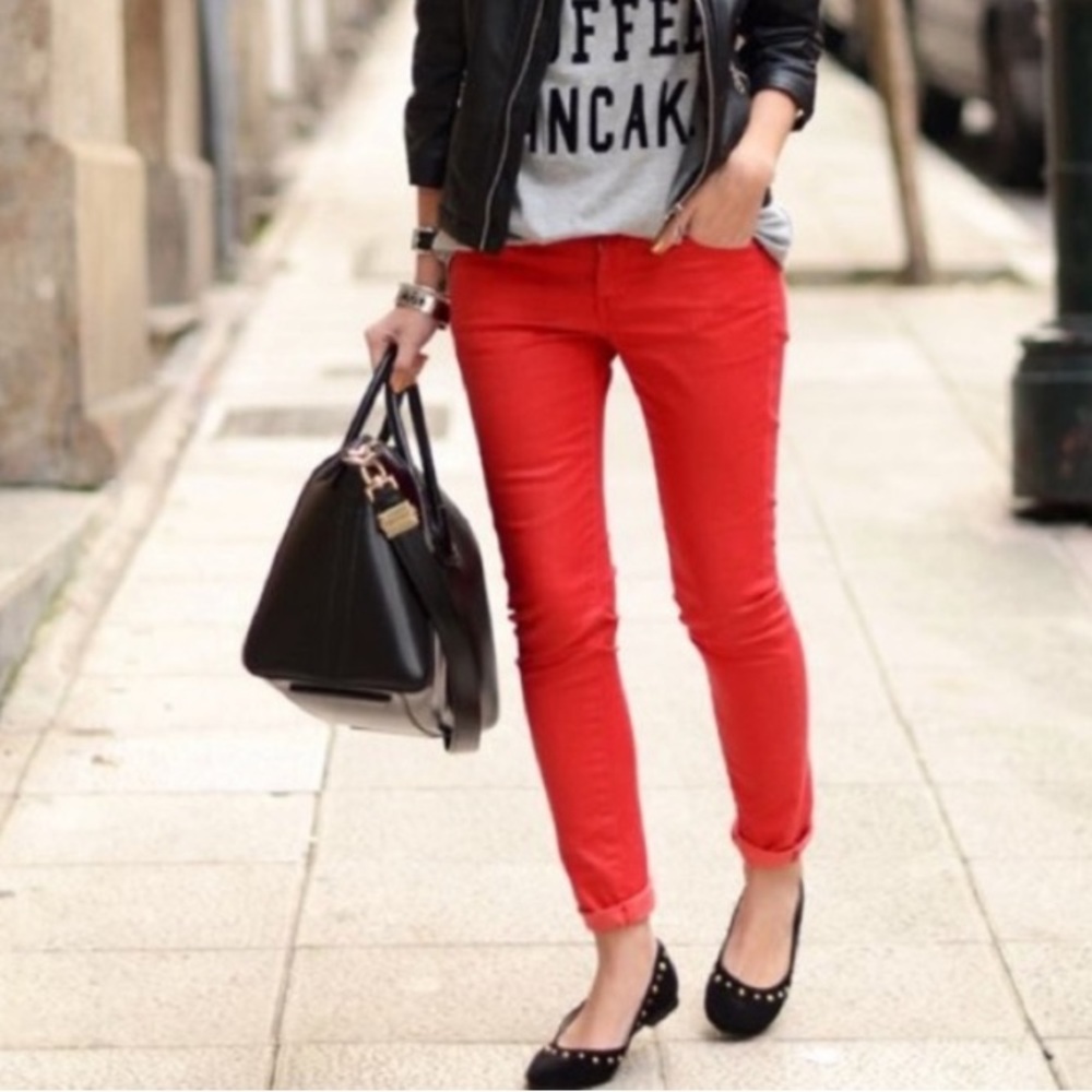 Madewell Skinny Skinny Coral-Red Jeans EUC